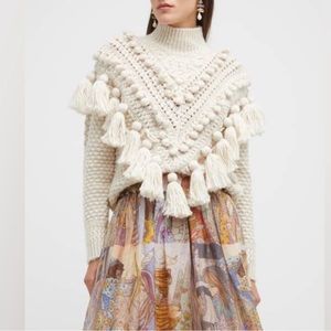 NWT Zimmermann $1,200 Fringe Crochet Wool Sweater